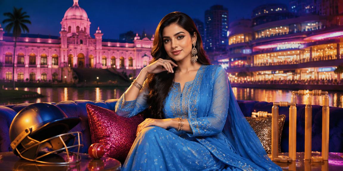 ঢাকায় সালোয়ার কামিজ পরিহিত নারী ক্রিকেট বেটিং উপভোগ করছেন
